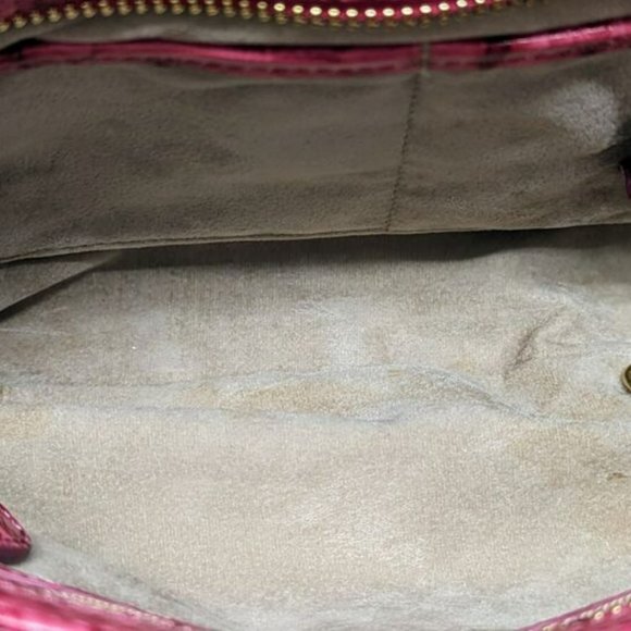 Vintage BRAHMIN Hot Pink Croc Embossed Shoulder Bag Purse Leather Fuchsia 90's - Picture 7 of 10